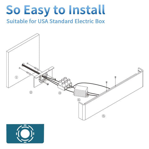 Installation diagram for Dope Matte Black 24 Inch Up And Down LED Vanity Light for Bathroom Wall Sconce