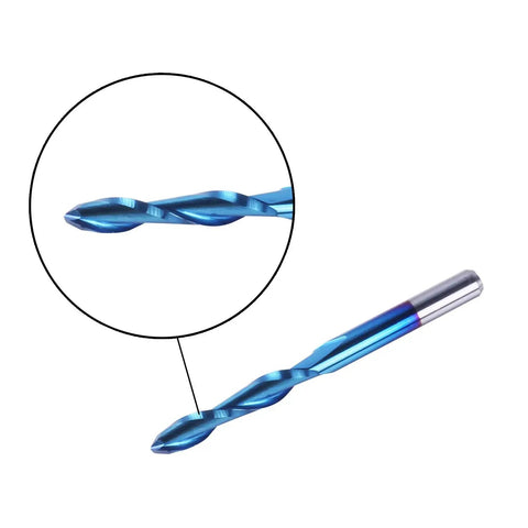 Nano Blue Coat Ball Nose End Mill Set For CNC Router Bits, 10 Pieces Spiral Upcut, One Eighth Inch Shank, Two Flute Mill, High Precision 3.175mm Shank, 17mm Cutting Edge, 38mm Overall Length, Ideal For 3D Relief Carving And Engraving
