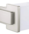 Close-up of Phase Two Point Two LED 24 Inch White Shade Sleek Modern Bath Vanity Light in Brushed Nickel with Slim Acrylic Frame