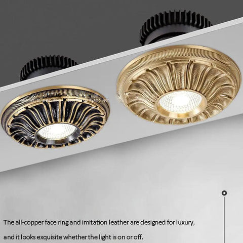 Six Pack Top Shelf Led Can Lights Retrofit Recessed Downlights 4.5 Inch Solid Brass dimmable fixtures with decorative design.