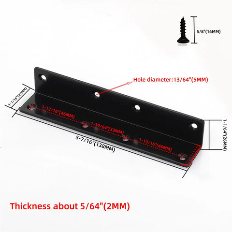 Extra Long 5.5 Inch L Brackets Ten Pack Heavy Duty Stainless Steel Corner Braces showing dimensions and hole sizes