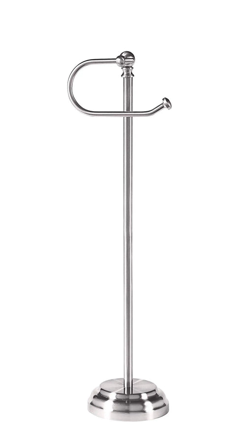 Freestanding Toilet Paper Holder Stand With Weighted Base In Brushed Chrome Easy Assembly With Included Tools Tip Resistant Design