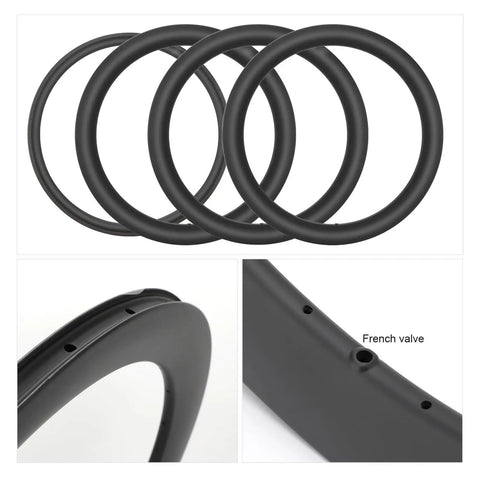 700C Carbon Wheelset For Road Bikes, Ride-Ready 55mm Deep Rim, 25mm Wide, 24H Spokes, V-Brake Compatible, T800 Carbon Fiber