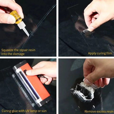 Windshield Crack Repair Kit With Repair Fluid For A Quick DIY Fix And Car Care Easy To Use Anti Scratch Formula process demonstration