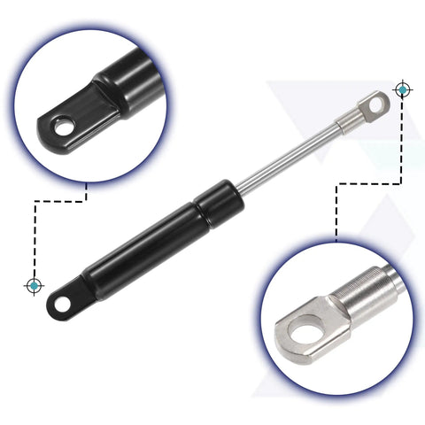 Rugged 6 Inch Lift Support Struts Deliver Hella Strong 35 Pound gas spring with black and steel components for raising hatches.