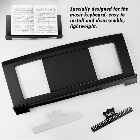 Sturdy Piano Keyboard Stand With Clips, Plastic Sheet Music Holder for Piano and Digital Keyboards, Easy Setup Display
