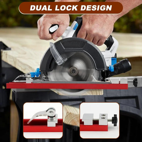 Adjustable Aluminum Circular Saw Guide Rail With Dual Lock For 360mm Saw Base, Pro Grade Accurate Cutting, CNC Anodized Finish