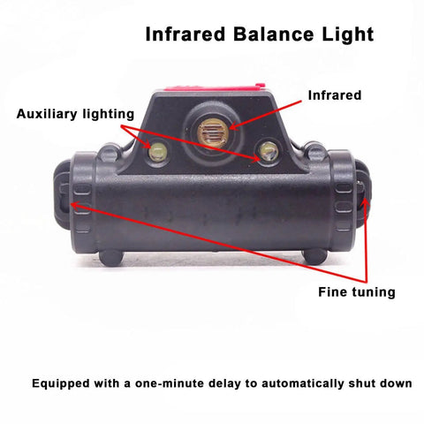 Pro Grade Wheel Balancer Locator Featuring Infrared Light Finder showing infrared balance light with fine tuning features and auxiliary lighting.