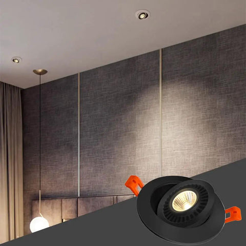 Set Of 10 Adjustable Led Recessed Downlights With Baffle Trim For A Tight Flush Mount Install Ultra Smooth Zero Glare Warm White Glow Killer 12W Gimbal Ceiling Spotlight showcased in a modern interior.