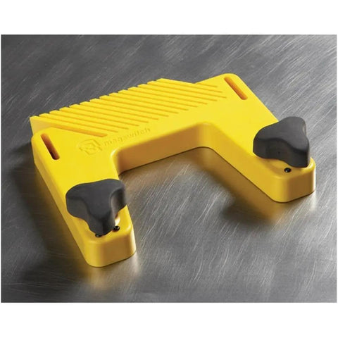 Yellow Pro Table Woodworking Featherboard With Triple Holding Power for vertical and right side use, magnetic clamps visible