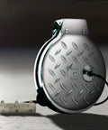 Heavy Duty Chrome Diamond Stamped Steel Cord Reel With Tri Tap Outlet And 13 Amp Breaker 30 Ft Retractable Extension