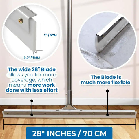 Front view of 28 Inch Heavy Duty Squeegee For Concrete Floors And Wet Surfaces With Industrial Rubber Blade Quick Water Removal Tool