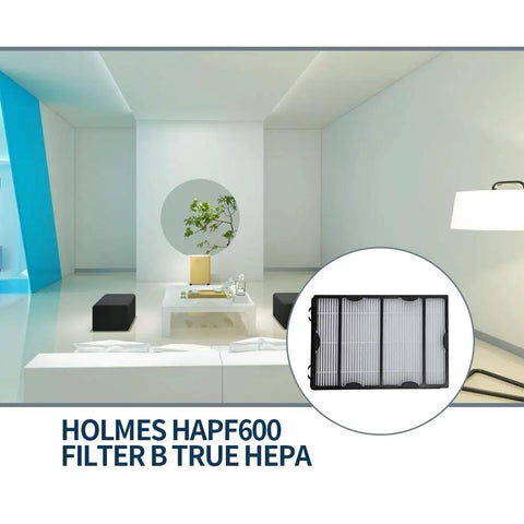 3 Pack Air Filter Replacement And Carbon Filter Set For HAPF600 Series Air Cleaners in modern room with product zoom