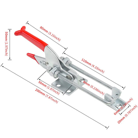 2 Pack Heavy Duty Toggle Clamp 2000 Lbs Holding Capacity With Self Lock U Bolt Adjustable Latch with red handle