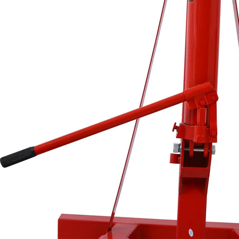 Heavy Duty Folding Engine Hoist 2 Ton Hydraulic Cherry Picker Shop Crane hydraulic lever detail for lifting engines and transmissions.