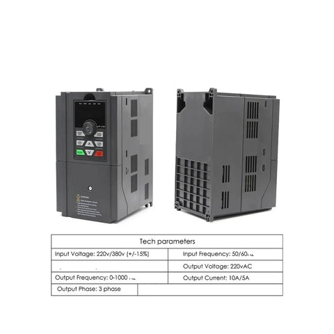 2.2KW VFD Drive 220V 380V Three Phase Inverter With Vector Control For Industrial Motors Smooth Operation And Rock Solid Compatibility For Low Voltage Applications, front and side view