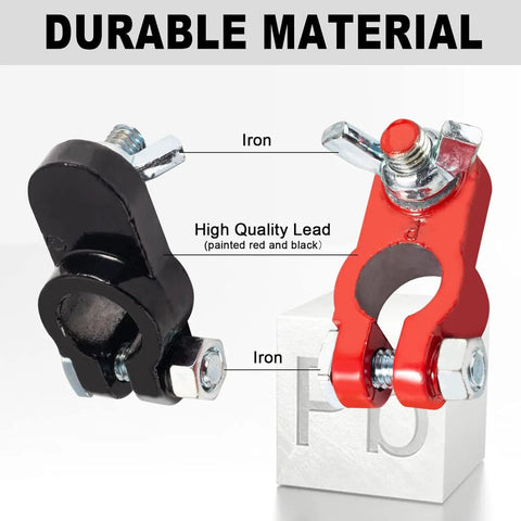Color Coded Battery Terminal Kit For Cars And Trucks With Positive And Negative Clamps, Easy Install, Anti Corrosion Felt Washers