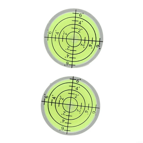 Ehlivhall 2Pcs For Mini Bubble Level 32X7mm For Acrylic For Spirit Level showing two circular bubble levels with crosshairs.