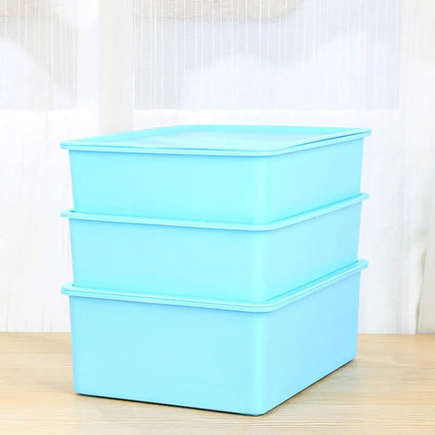 3 Piece Blue Plastic Underwear Storage Set Featuring 10 And 15 Cell Vertical Drawers Perfect For Socks Scarves And Delicates Lightweight Closet Tower stacked vertically