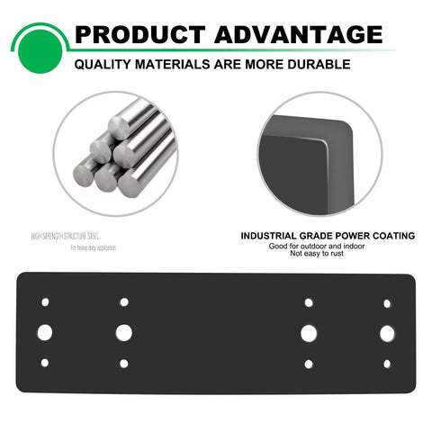 Heavy Duty 2 Pack 3x10 Straight Steel Flat Mending Plates For Framing Pergolas And I Truss Connections Black Powder Coated Reinforcement Mounting Brackets For Builders And DIY Projects