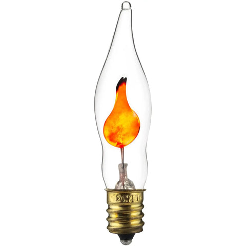Tiny Chandelier Flicker Flame Light Bulbs Set Orange Color E12 Candelabra Base Decorative Holiday Lighting Warm Candlelike Glow 3 Watts