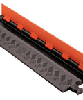 1 Channel Low Profile Drive Over Cable Protector with beefy load capacity up to 26,000 pounds, polyurethane, black and orange
