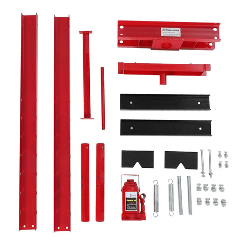 20 Ton H Frame Benchtop Hydraulic Shop Press for Metalworking Pneumatic Compatible red steel frame parts and hardware kit
