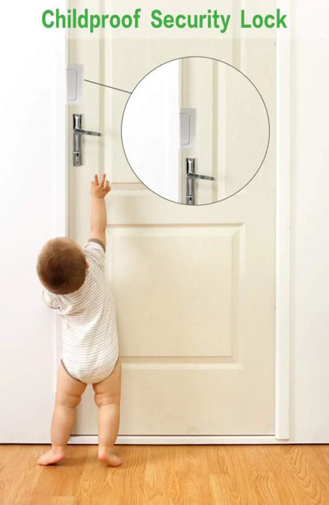 Child reaching for a door with a Childproof Security Lock installed, ensuring child safety in homes.