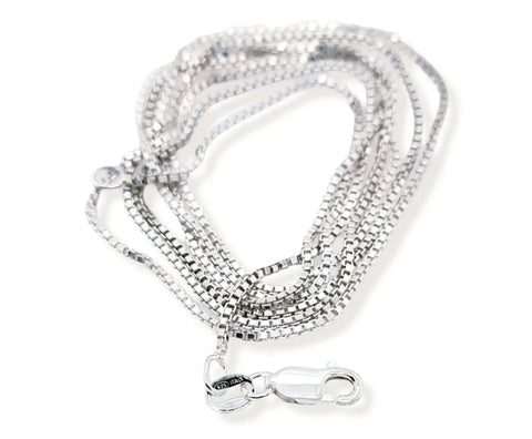 18 Inch 925 Sterling Silver Box Chain Necklace 1.2mm Wide With Lobster Clasp Made In Italy Dope Everyday Jewelry For Any Outfit Men Women