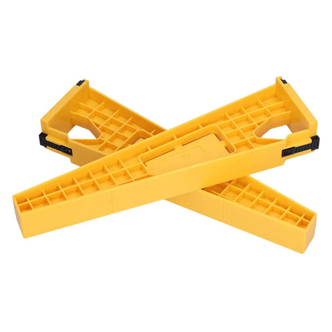 Pro Level Two Piece Drawer Slide Jig Kit For Slick Cabinet Door Alignment And Hassle Free Woodworking Setup Featuring Adjustable Mounting Brackets, yellow ABS jigs.