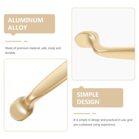 Close-up of Six Pack Decorative Brass Cabinet Pull Handles Set for Kitchen Drawers and Cupboards showing simple design