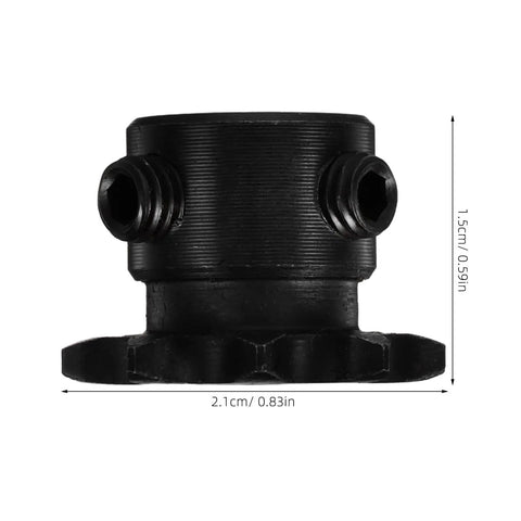 Solid 1/4 Inch Carbon Steel Roller Sprocket Wheel With Nine Tough Teeth For Heavy Duty Industrial Jobs, showing top view, black finish, 2.1cm width, 1.5cm height.