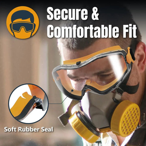 Over Glasses Protective Safety Goggles With Anti Fog UV Protection Scratch Resistant Lens For Woodworking Construction Mowing