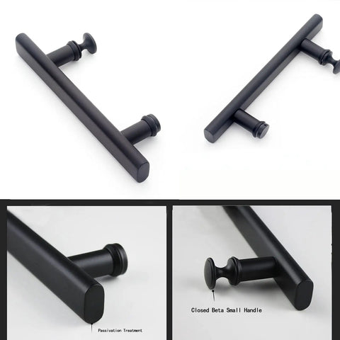 Slick Matte Black Stainless Steel Shower Door Handle Replacement 300Mm Pull Bar for bathroom with sleek finish and rounded edges.