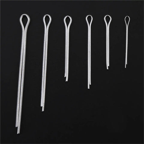 Heavy Duty Cotter Pin Kit 555 Pcs With Hairpin Style R Clips shown in varying sizes for automotive and trailer hitch use.