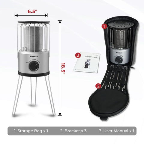 8,500 BTU Portable Propane Heater For Outdoors With Tilt Switch And Two Speed Heating, Lightweight 4.2 Lb With Carry Bag shown