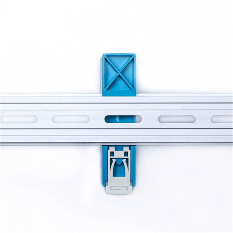 Rock Solid Din Rail Mount Industrial Power Supply 5V 3A 20W DC Transformer Ul Certified Heavy Duty Surge Protection Easy Wire Up For Automation Panels And Led Builds That Last - Close-up of DIN rail with blue clips.