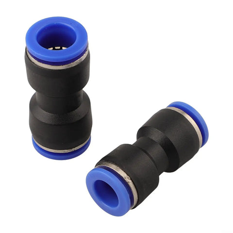 Awesome 50Pc Straight Push Connector Kit For 4-12mm Pneumatic Tubes Durable PU Fittings That Slip Right In For Fast Automation And Machine Tool Upgrades Without Any Screws Or Special Tools, black and blue straight pneumatic push connectors