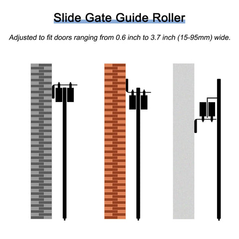 Sliding Gate Roller Guide Set With Beefy L Shape Brackets And Nylon Rollers Adjustable Gate Roller Assembly For Sliding Gates Includes Bolts And Nuts Black Finish 2 Sets shown installed on various gates