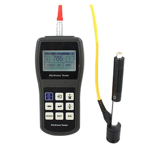 Knockout Performance Handheld Digital Hardness Tester Built For Tight Industrial Material Checks With Dead Easy Readings Covering 170 To 960 HLD Across Universal Hardness Scales Daily, display shows reading.