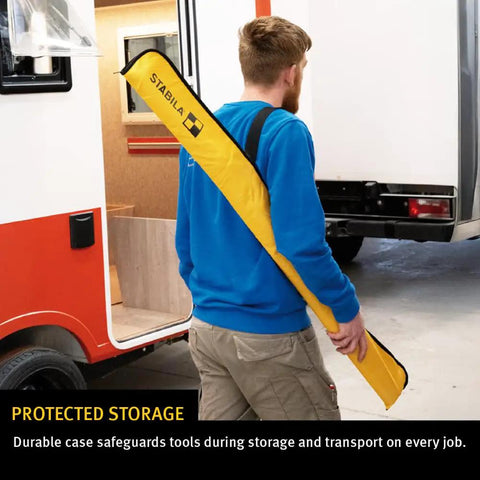 Built Solid Three Piece Spirit Level Kit Including 48 Inch 24 Inch Plus 12 Inch Precision Vials With Heavy Duty Lockable Case And Coated Beams for safe transport.
