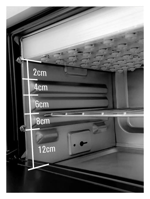 Interior view of Heavy Duty 3000W UV Resin Curing Station For 3D Prints And Phone Repair With Digital Timer and measurements.
