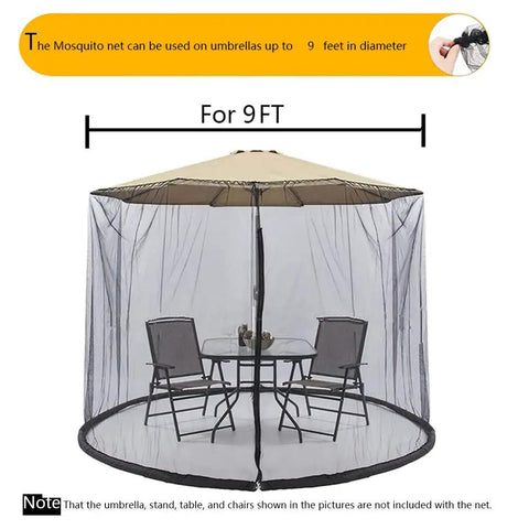 Chill Out Bug Free With This Awesome Hanging Mosquito Net For Your Patio Umbrella Super Easy Setup Weighted Bottom Keeps It Down Tight Fits Nine To Ten Foot Umbrellas Outdoor Polyester Screen covering patio set with chairs