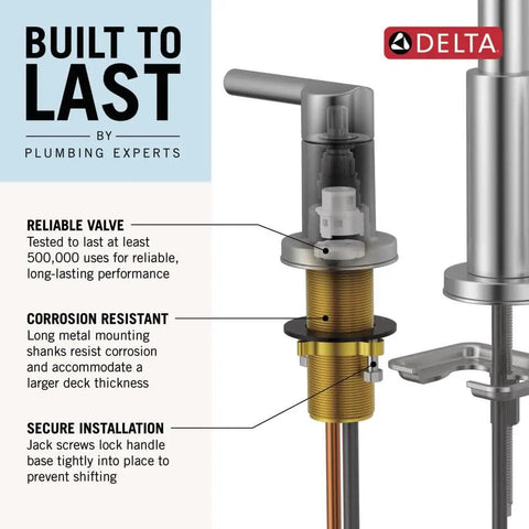 Esato Widespread Bathroom Faucet Chrome Finish With Drain Assembly Included Three Hole Deck Mount Sink Faucet Durable Brass Construction Modern Look Lifetime Limited Warranty with Delta reliable valve and corrosion resistance.