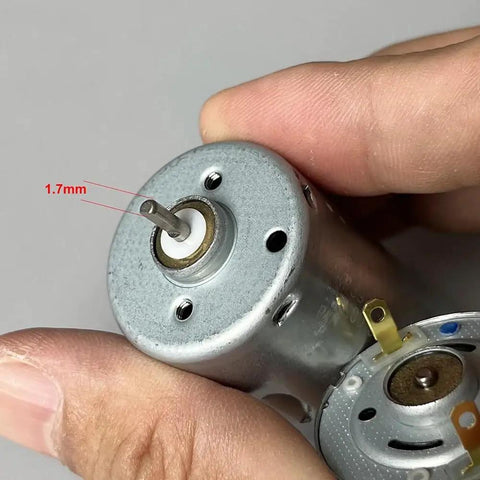 Close-up of BHBHCPZGR 28Mm Dc 12V Electronic Starter Motor for Sweeping Machine showing 1.7mm D shaft and connections.