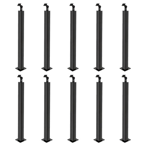 Heavy Duty Matte Black Stair Railing Spindles Holeless Baluster Posts Indoor Outdoor Deck Rails, set of 10 stylish straight posts.