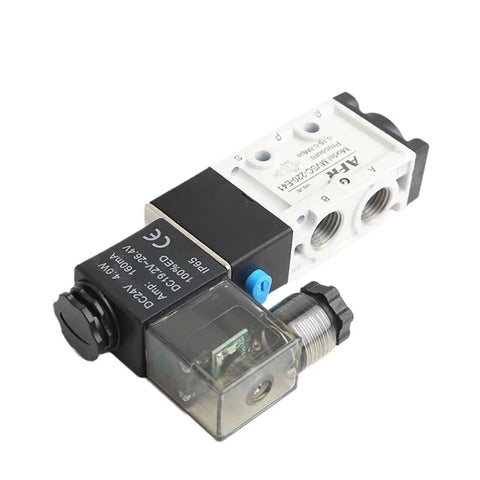 Heavy Duty Pneumatic Directional Valve Solenoid 24V Dc Mvsc 220 4E Series on a black base with electrical connections.