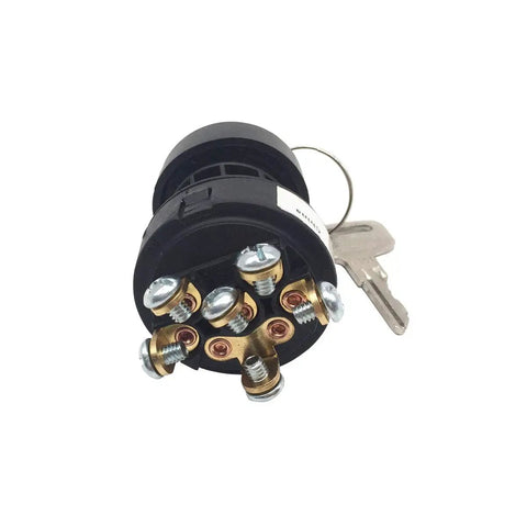 Straight Up Drop In Key Ignition Switch Painted Black For Heavy Fleet Maintenance smooth throw, key, and electrical terminals view.