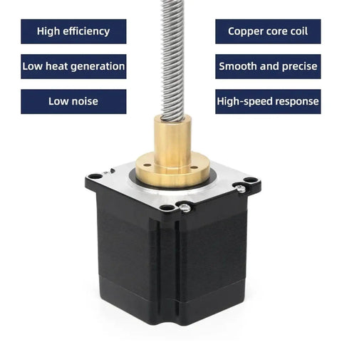 Wicked Precise Micro NEMA8 Stepper Motor With Linear Lead Screw Rod, showing brass and copper components for smooth operation.