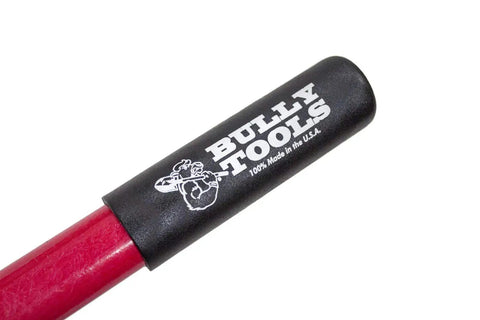 Close-up of handle on Bow Rake With Fiberglass Shaft For Tough-As-Nails Yard Work And Landscaping, showing Bully Tools branding.